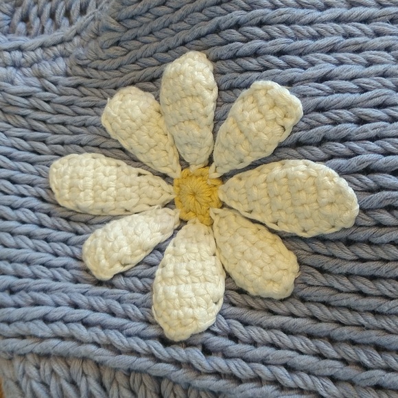 Periwinkle 3D Daisy 100% Cotton Knit Cardigan Sweater - Picture 8 of 16